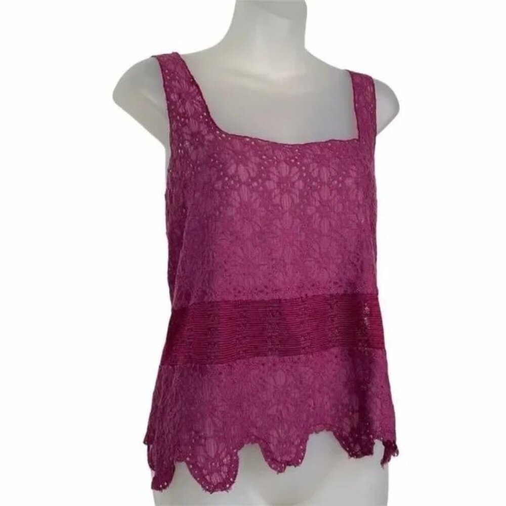 FREE PEOPLE INTIMATELY Strawberry 🍓 FLORAL DISTRESSED SLEEVELESS BLOUSE MEDIUM